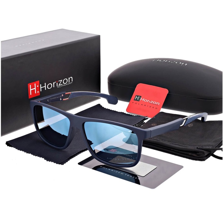 Ochelari de soare HORIZON, model POL-HOR-08D, polari, granat, lentile revo, dimensiuni 13.2x4.6cm