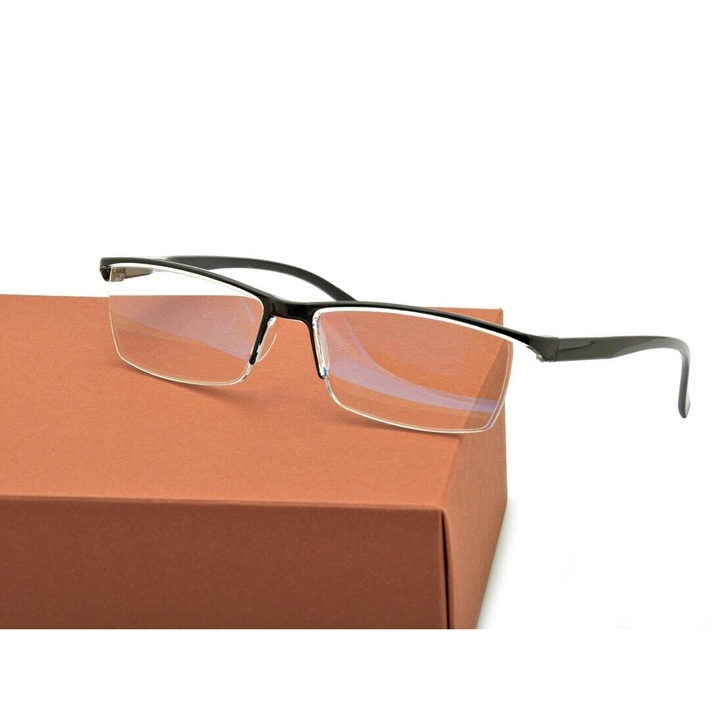 Ochelari de vedere unisex ST313, +4.50, cu filtru de lumina albastra, negru, dimensiuni 55x14x140mm