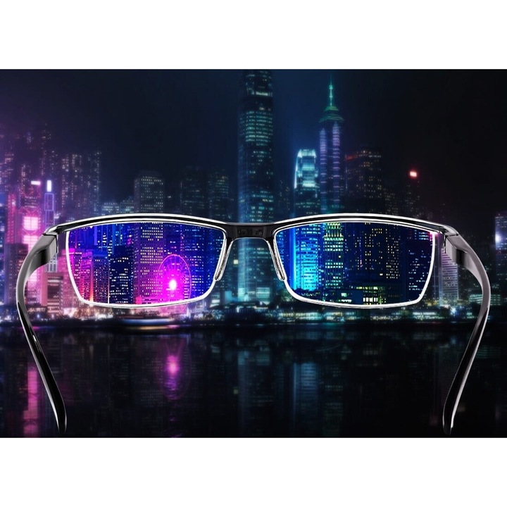 Ochelari de vedere unisex ST313, +4.50, cu filtru de lumina albastra, negru, dimensiuni 55x14x140mm