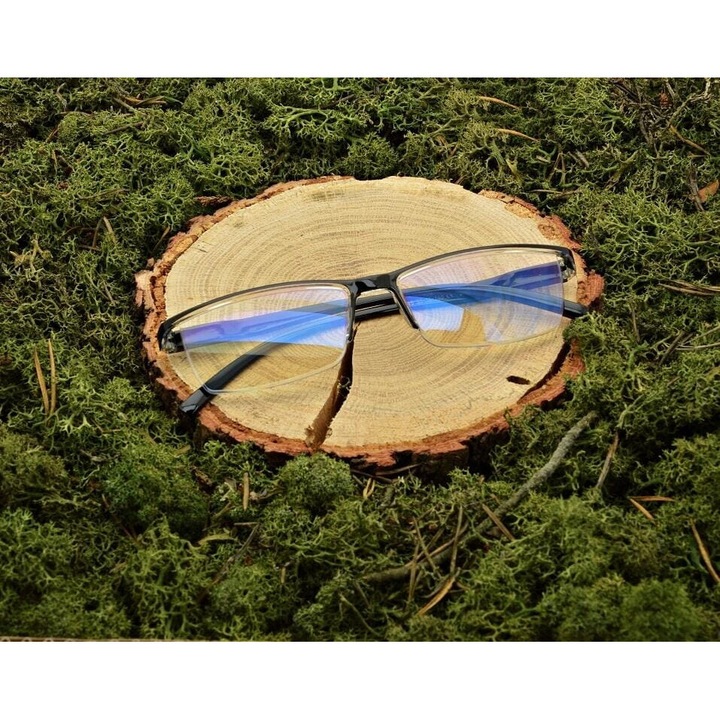 Ochelari de vedere unisex ST313, +4.50, cu filtru de lumina albastra, negru, dimensiuni 55x14x140mm