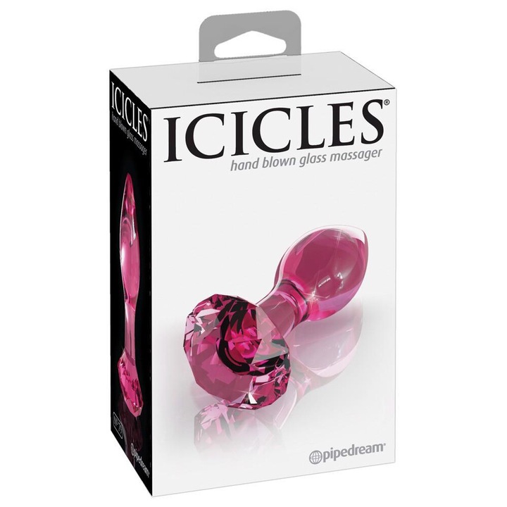 Coroana anala din sticla Icicles, roz, 9x3cm