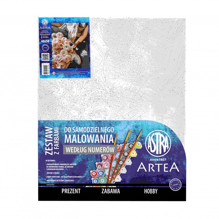 Set pictura pe numere, Astra Artea, Buchet Roz, 20-30 culori, 40x50cm