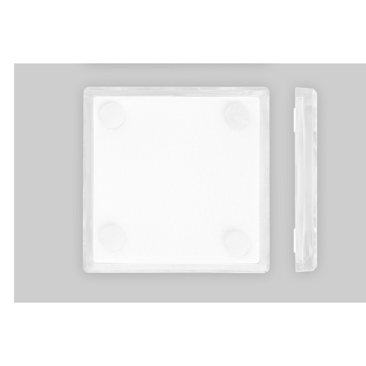 Tava servire pentru magazine Obsessive, din sticla, design elegant, 15x15x2cm, transparenta