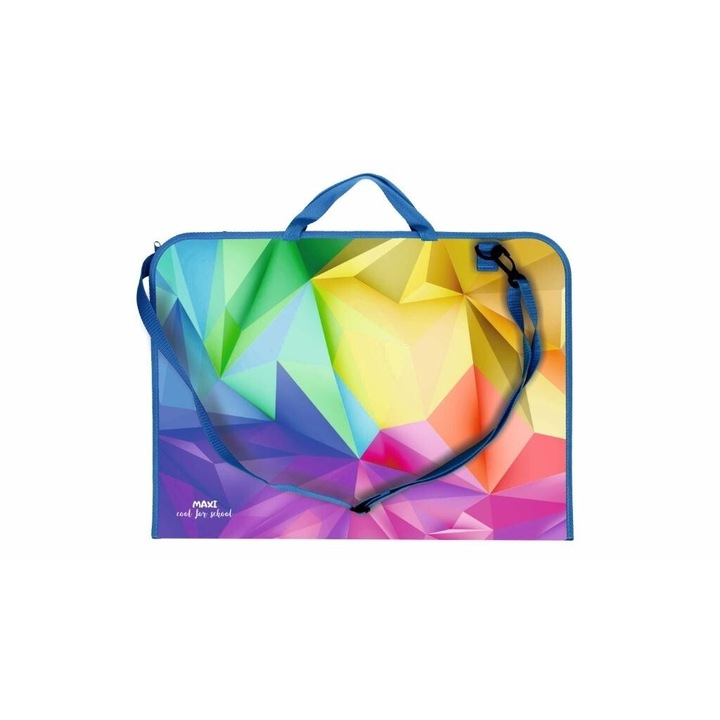 Mapa A3 cu imprimeu geometric, Biurfol, Polipropilena, inchidere cu fermoar