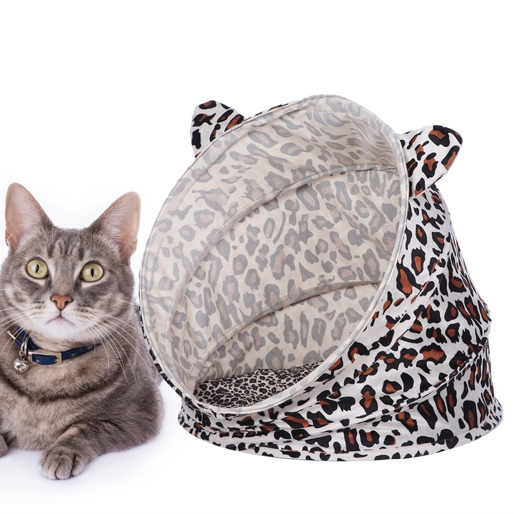 Culcus pentru pisici, Enforose, pliabil, cu perne moi, 48x55cm