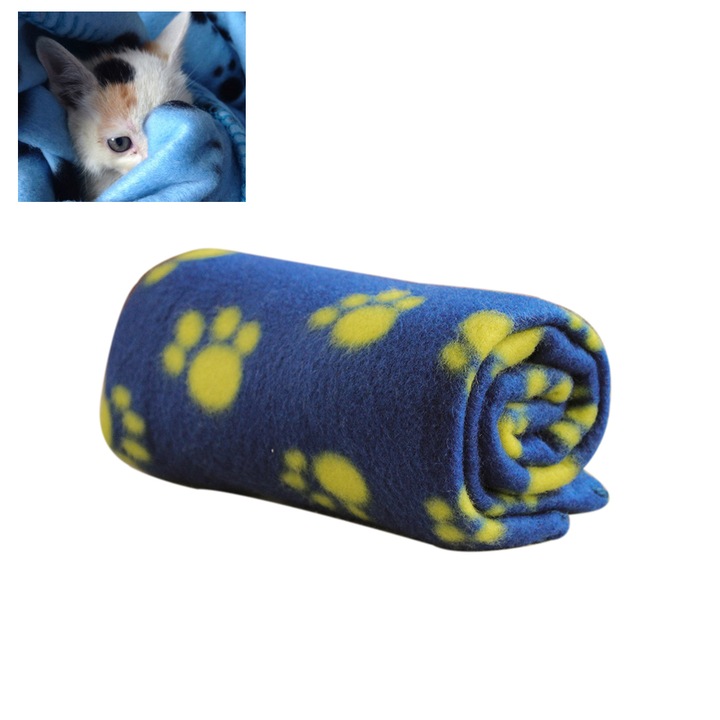 Patura dubla fata pentru animale de companie Enforose, 100x70cm, calduroasa, moale, pentru caini si pisici