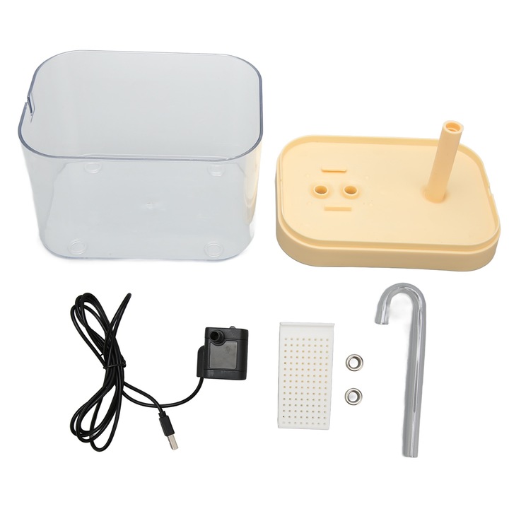 Fontana de apa pentru pisici Enforose, capacitate mare 5L, structura transparenta, dimensiuni 16x11.5x12cm