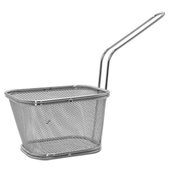 Кошничка за сервиране HORECANO, правоъгълна с дръжка, хром, 11x13xh8.5cm