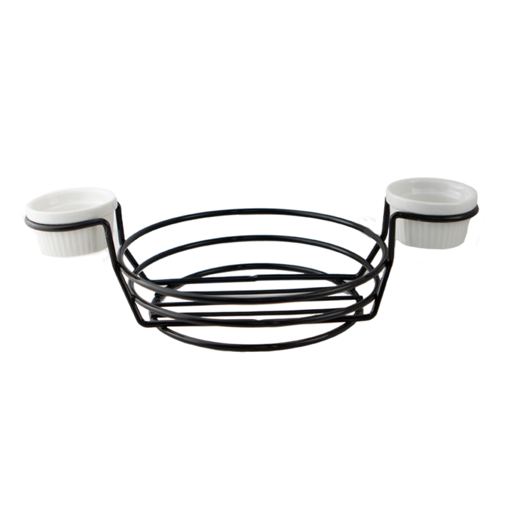Кошничка за сервиране HORECANO, кръгла с два рамекина, черен, Ø15xh6.5cm