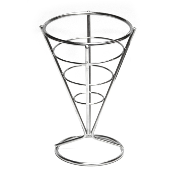 Стойка конус HORECANO, за сервиране на чипс, хром, Ø10xh15cm