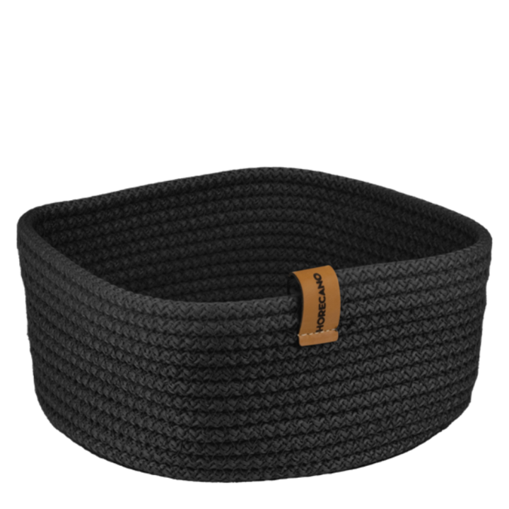 Cos servire impletit HORECANO, negru, patrat, 19x19xh7cm