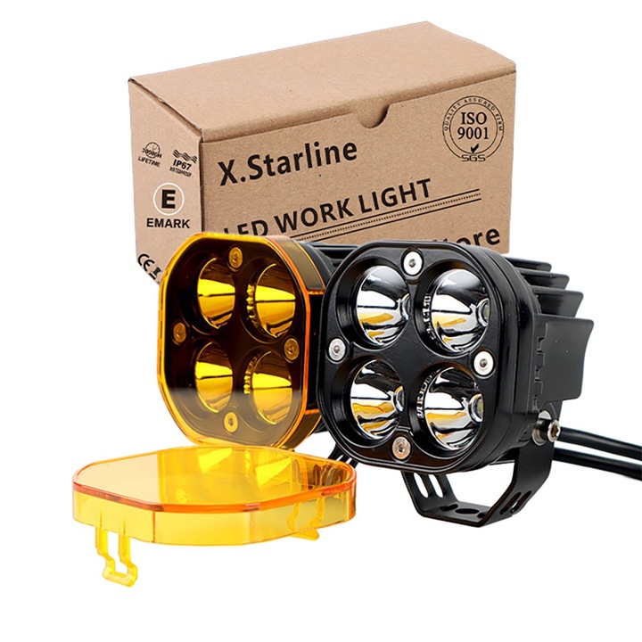 Set 2 Proiector LED Auto, Starline，Offroad Work Lights 25W 3000 Lumen Proiector LED Auxiliary Spotlights Mini Fog/Driving Lights pentru Suv Atv Jeep Motor Camion Utilaje