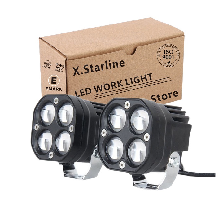 Set 2 Proiector LED 5D Lens Auto, Starline，Offroad Work Lights 25W 3500 Lumen Proiector LED-uri auxiliare Mini Fog/Driving Lights pentru Suv Atv Jeep Motor Camion Utilaje