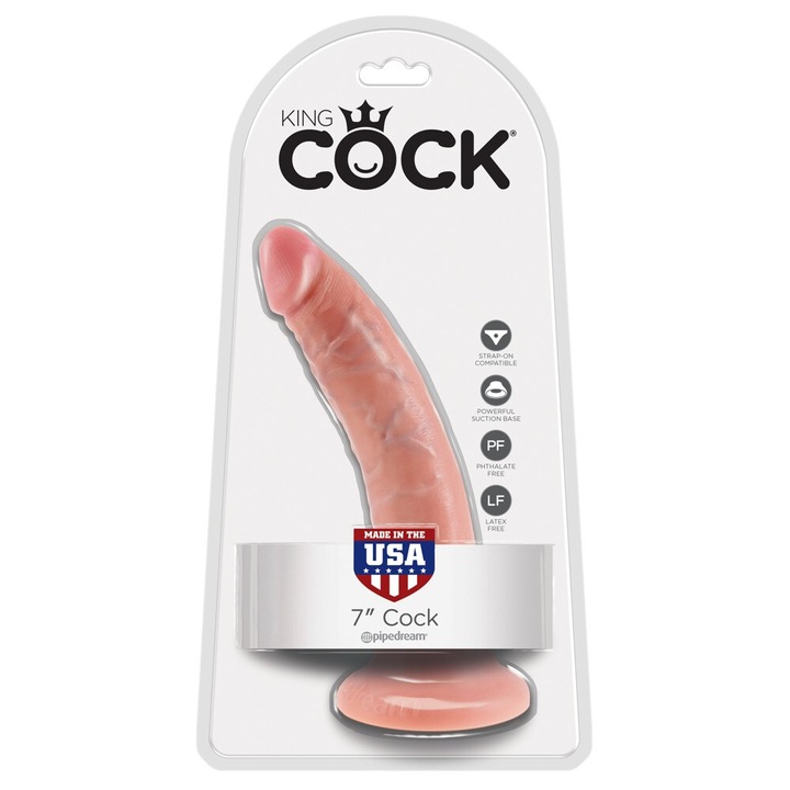 Dildo realist King Cock, 17.8x4.1cm, cu ventuza