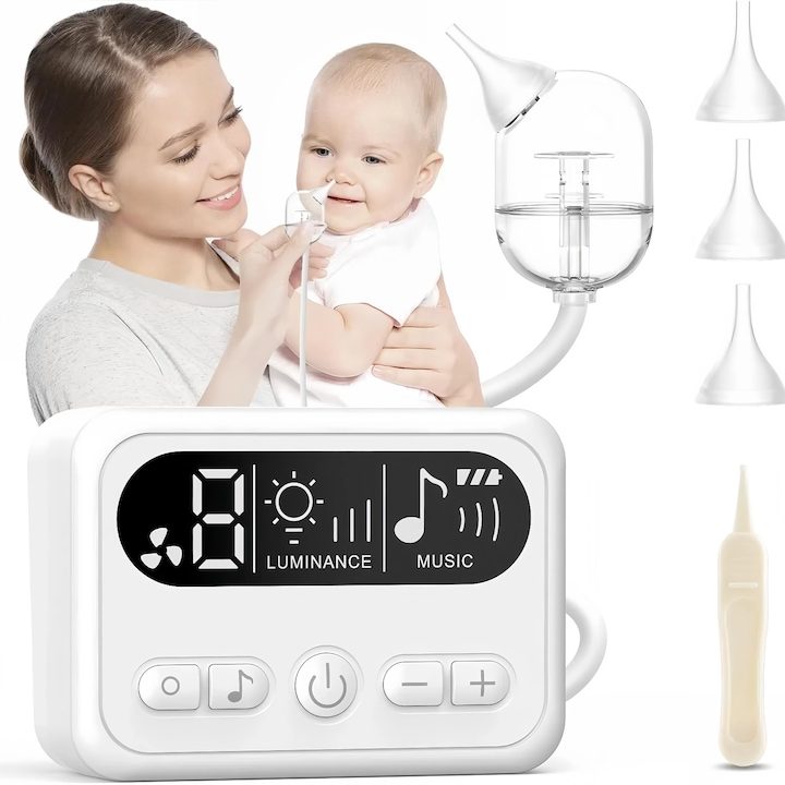 Aspirator nazal pentru bebelusi, aspiratie reglabila, automat, muzica, lumina