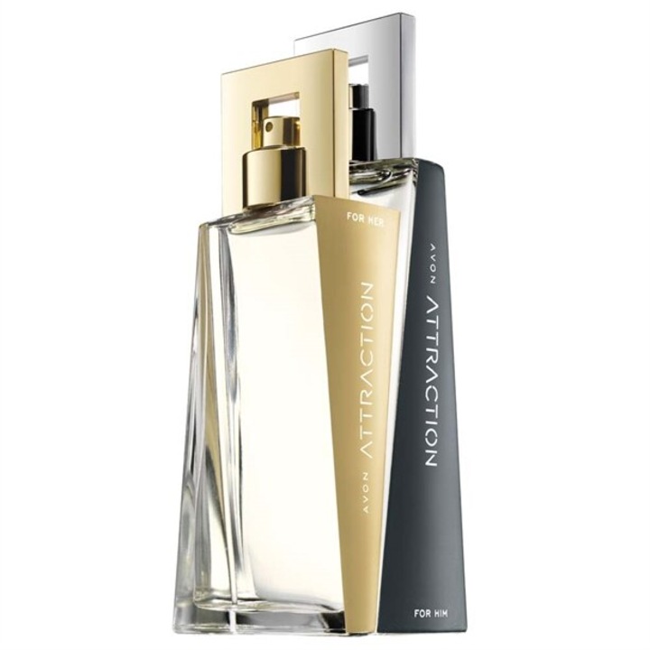 Set parfum Avon, Atractie pentru ea, 50 ml si Atractie pentru el, 75 ml