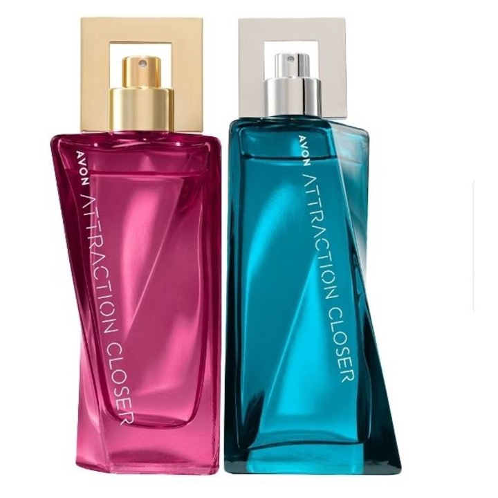 Set de parfum Avon, Attraction Closer pentru ea, 50 ml si Attraction Closer pentru el, 75 ml
