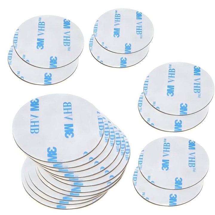 Banda neagra de spuma, rotunda, cu doua fete, cu litere, diametru de 40 mm, adeziv spuma alb, potrivita pentru diverse scopuri de instalare, pachet de 20