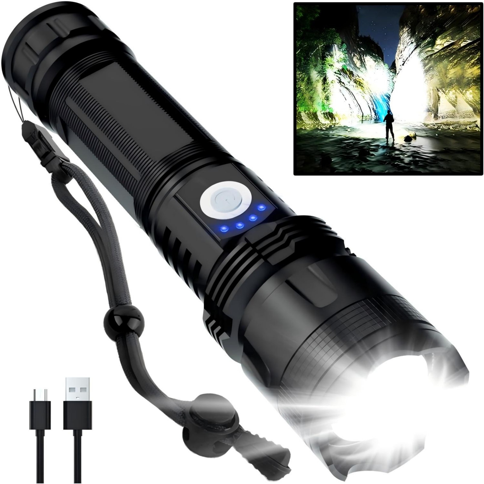 Lanterna LED reincarcabila 14500/400mAh, lumina super stralucitoare si ...