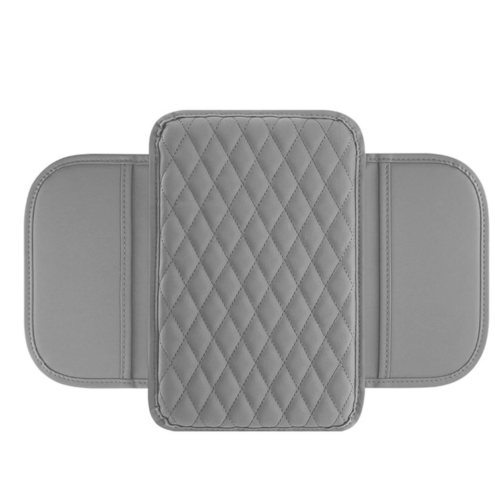 Husa Cotiera Auto Universala, SINBINTA, Cu functie de depozitare in lateral, Spuma cu memorie, Design antiderapant, Respirabil si rezistent la uzura, Usor de curatat, Impermeabila, Piele ecologica, 31.4*20cm, Gri