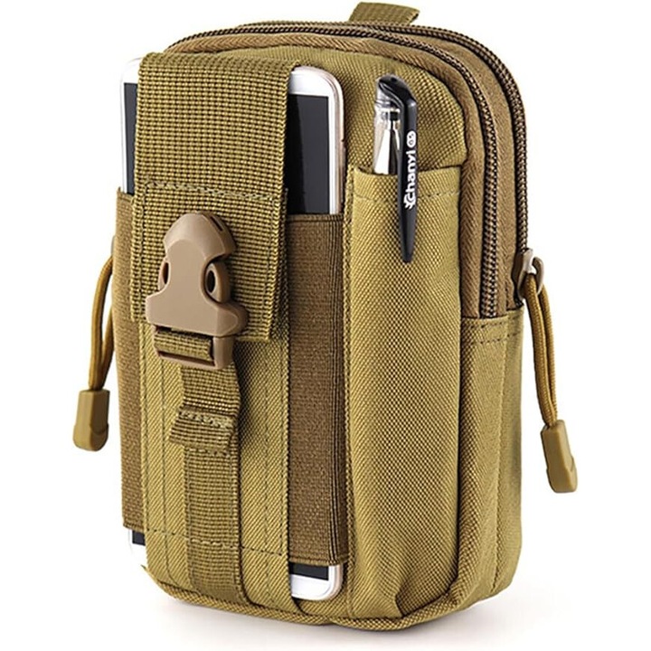 Тактически раници Thunder, 17.5x12x6cm, система MOLLE, цвят каки, комплект колани за дейности на открито