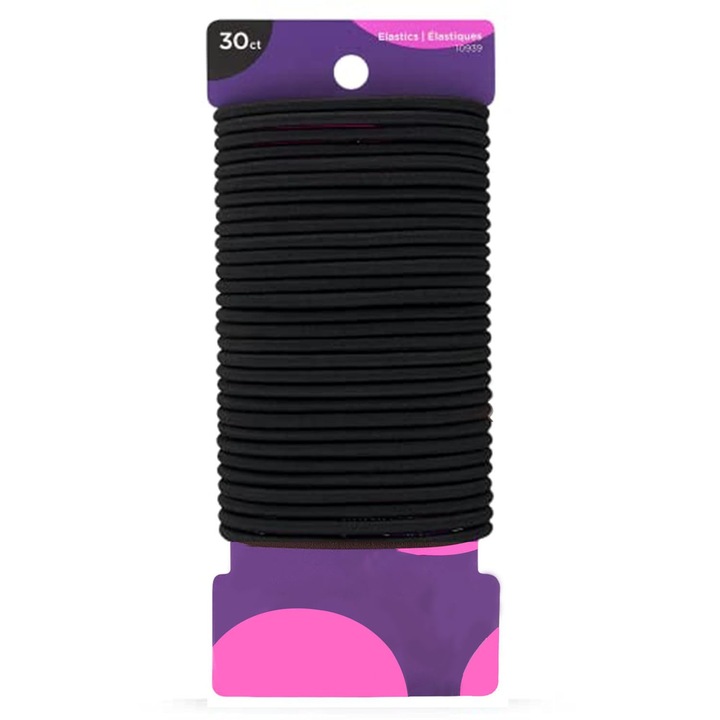 Banda elastica pentru par, 30 buc, neagra, 4MM, accesorii fara durere pentru toate tipurile de par