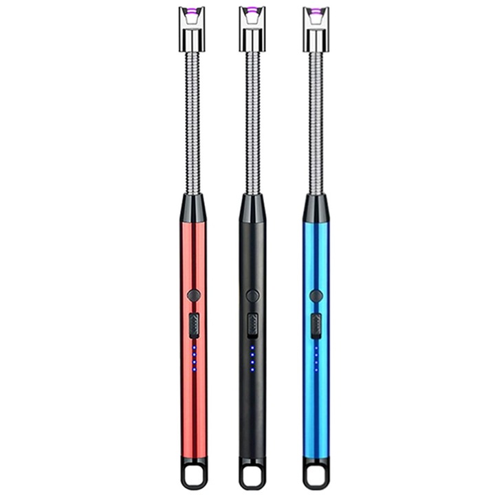 Set 3 bricheta electrica, Rqiurpn, USB, Cu arc si gat lung flexibi, Rotire 360°, Usor de utilizat, Incarcare rapida, Pentru aragaz, Lumanari, Artificii, Multicolor