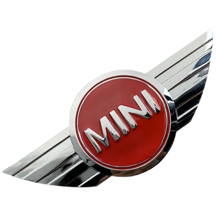 Set 1 Sticker Embleme BMW Mini, Rosu/Argintiu