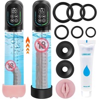 Pompa electrica de vid pentru marirea penisului masculin, EXCITAT®, 5 aspiratie, 6 antrenament, Exercitii de intarire a penisului, Cupe de aspiratie pentru pasarica feminina reala, Reincarcabila USB, Dispozitiv de presiune a aerului, Negru