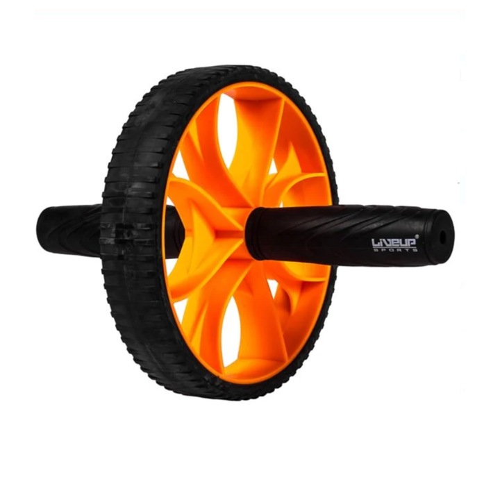 Roata Antrenament Fitness Abdomene, LIVEUP Sports LS3160C, Fitness Eficient, Intarire Muschi, Stabilitate Maxima, Negru/Portocaliu