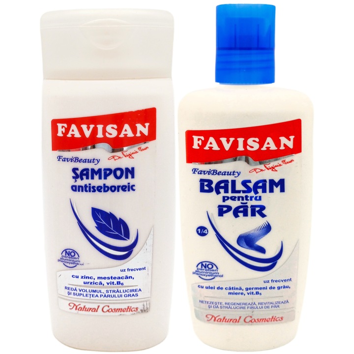 Kit tratament Seboree Duo (Sampon + Balsam), cu pH 5.5, uz frecvent, FaviBeauty, 2x200ml, Laboratoarele Favisan
