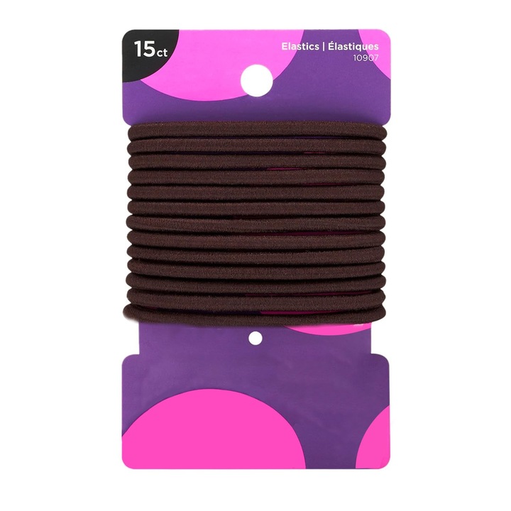 Elastic de par, 15 buc, negru, 4MM, pentru toate tipurile de par
