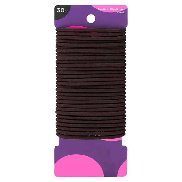 Elastic de par, 30 buc, negru, 4MM, pentru toate tipurile de par