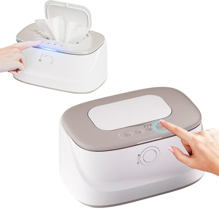 Incalzitor servetele umede, ideal pentru bebelusi, interval de temperatura 50/55/60℃, functionare silentioasa, material ABS, 23×15×12 cm, Gri/Alb