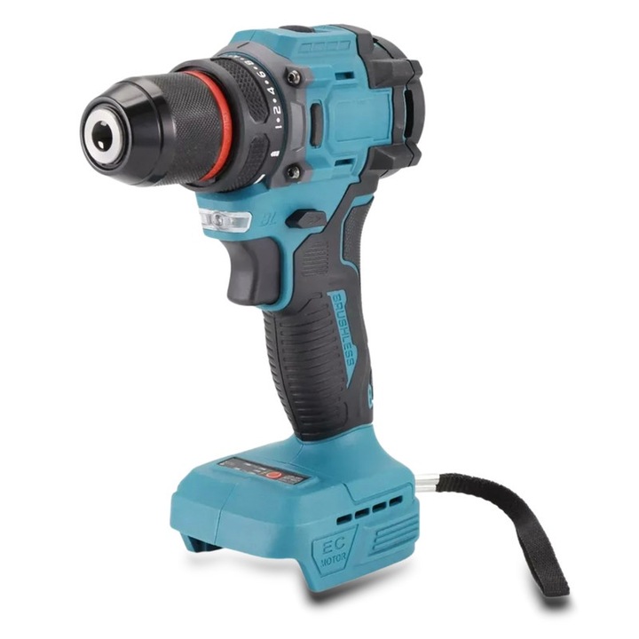 Masina de gaurit si insurubat (bormasina) cu percutie, 21V, motor fara perii, control reglabil cu 2 viteze si viteza variabila, design ergonomic