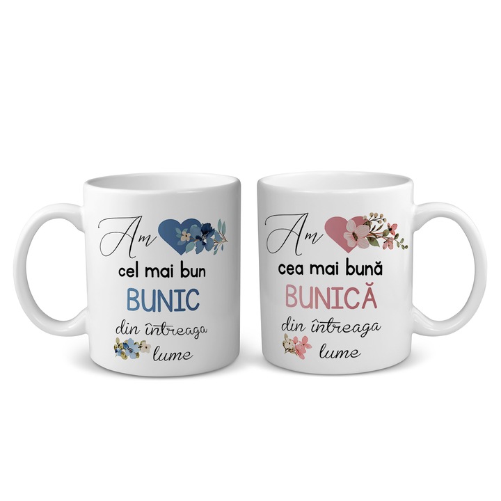 Set 2 Cani Personalizate, Cei Mai Buni Bunici, 300 ml