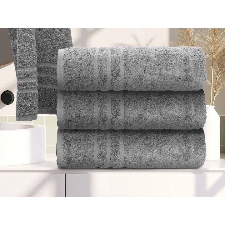 Prosop Classic 70 x 140 cm gri deschis, 100% bumbac