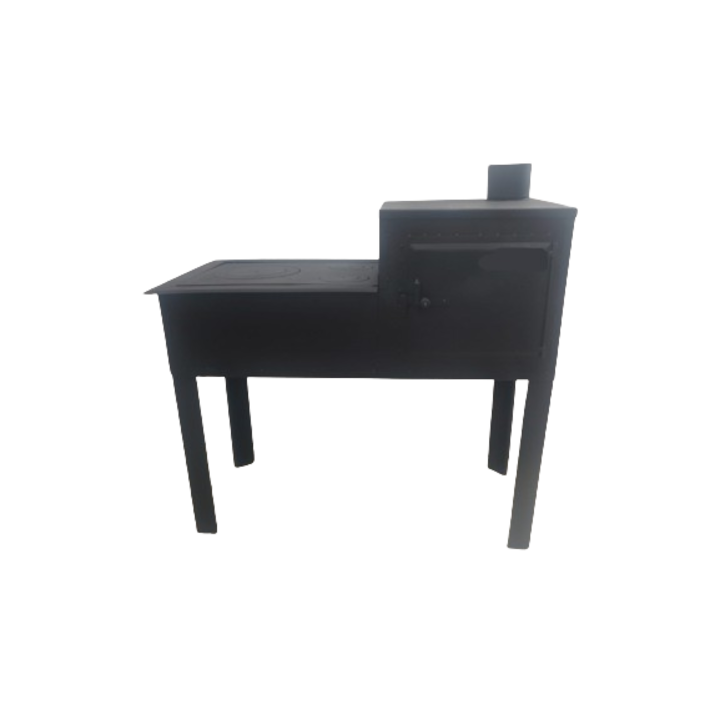 Soba cizma pentru incalzit cu plita pentru gatit cu teava de fum pe dreapta