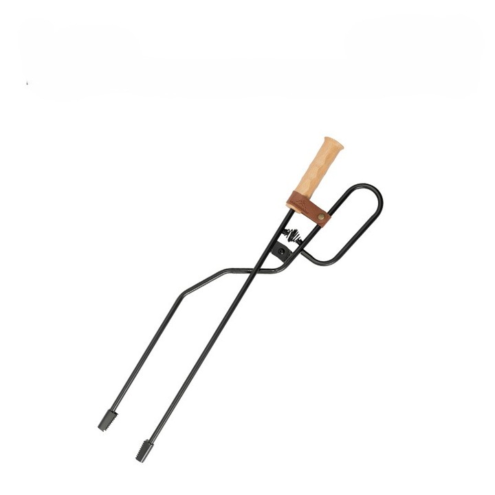 Ustensile gratar, clesti pentru foc, design extensibil, maner din lemn, 30x5cm