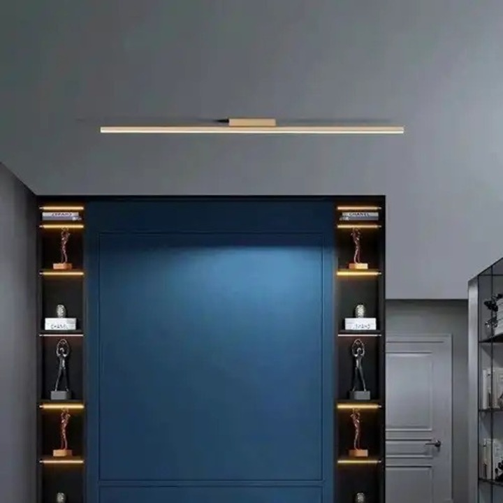 Lustra LED cu 3 tipuri de lumina, aurie, liniara, 32W, lumina rece/neutra/calda, 80x4x6cm, IP21, aplicata, montaj tavan, LED CONCEPT