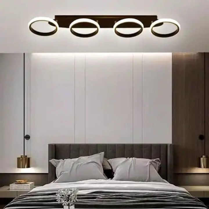 Lustra LED cu 3 tipuri de lumina si telecomanda, neagra, liniara, 88W, intensitate reglabila, lumina rece/neutra/calda, 90x21x9cm, IP21, aplicata, montaj tavan, LED CONCEPT