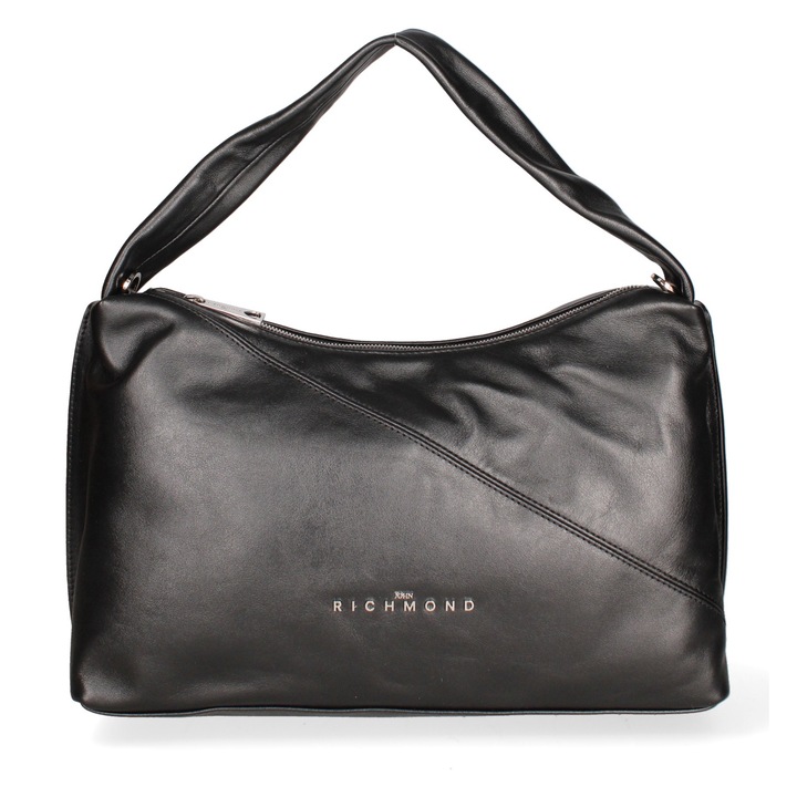 John Richmond, Geanta din piele cu bareta de umar, Negru