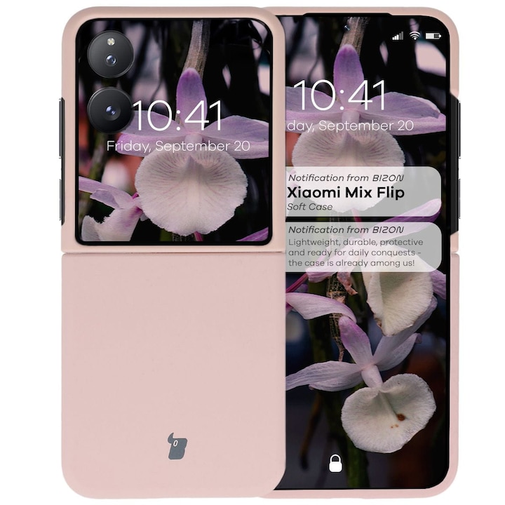 Калъф, Bizon Soft Case, Xiaomi Mix Flip, Светло розово
