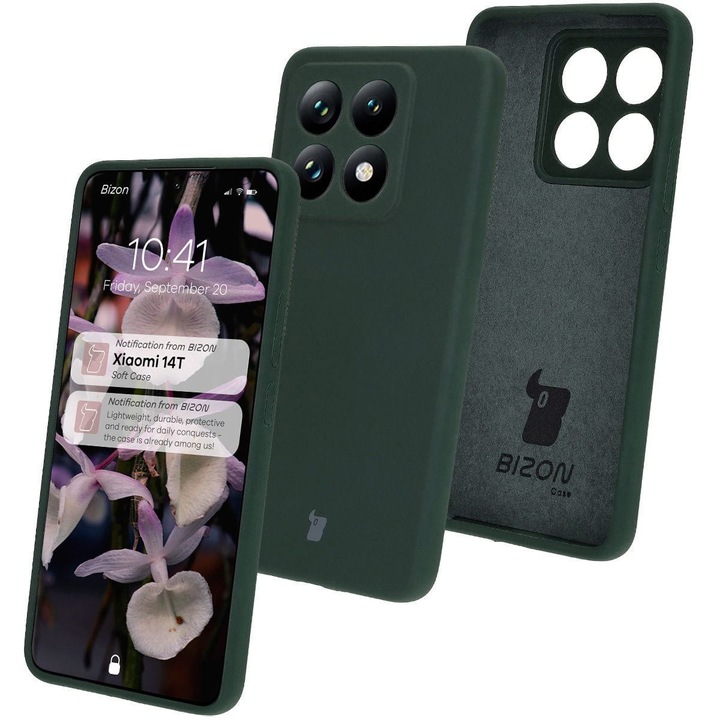 Калъф, Bizon Soft Case, Xiaomi 14T, Тъмнозелено