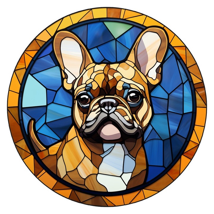 Decoratiune fereastra Bulldog Francez cu lant metalic