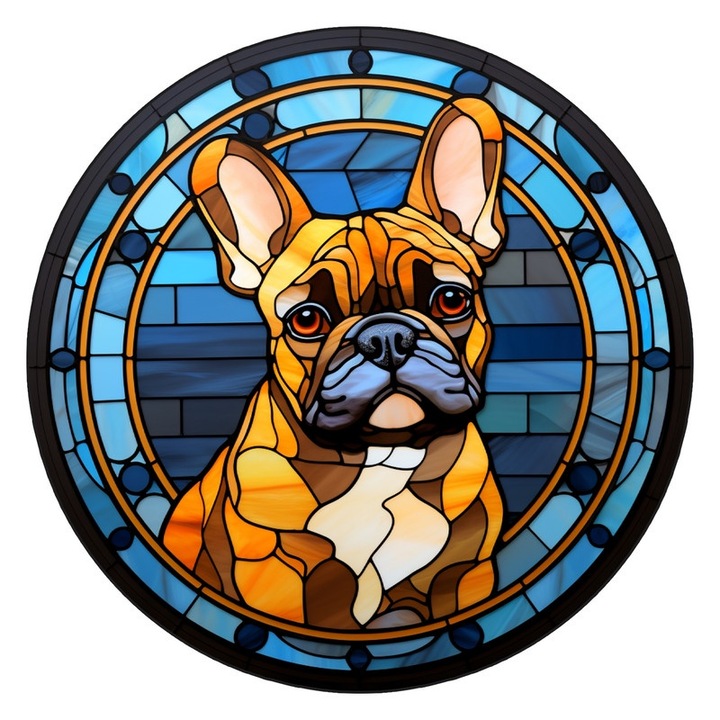 Decoratiune fereastra Bulldog Francez cu lant metalic