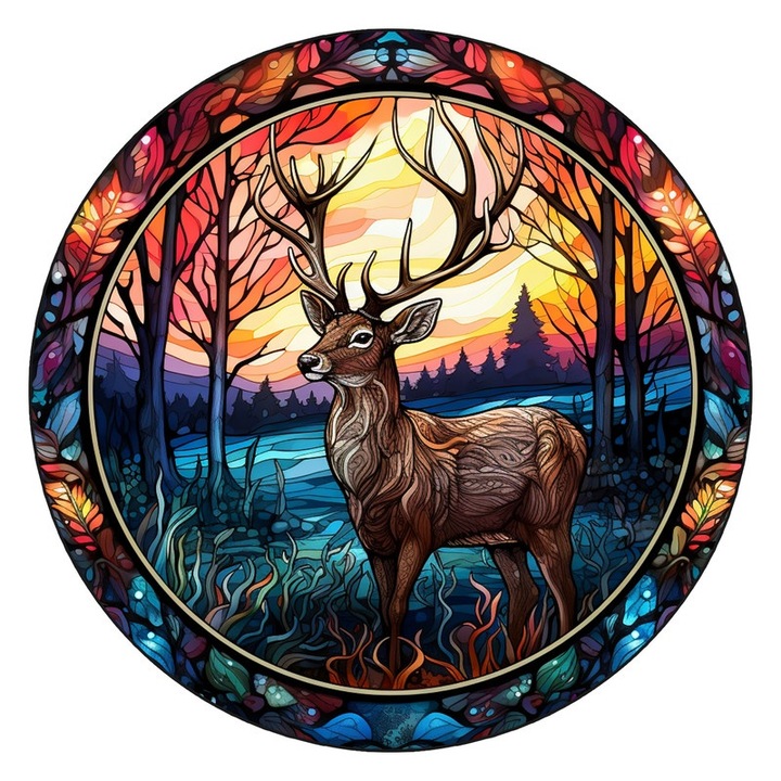 Decoratiune fereastra cerb cu lant metalic, set pentru decor acasa