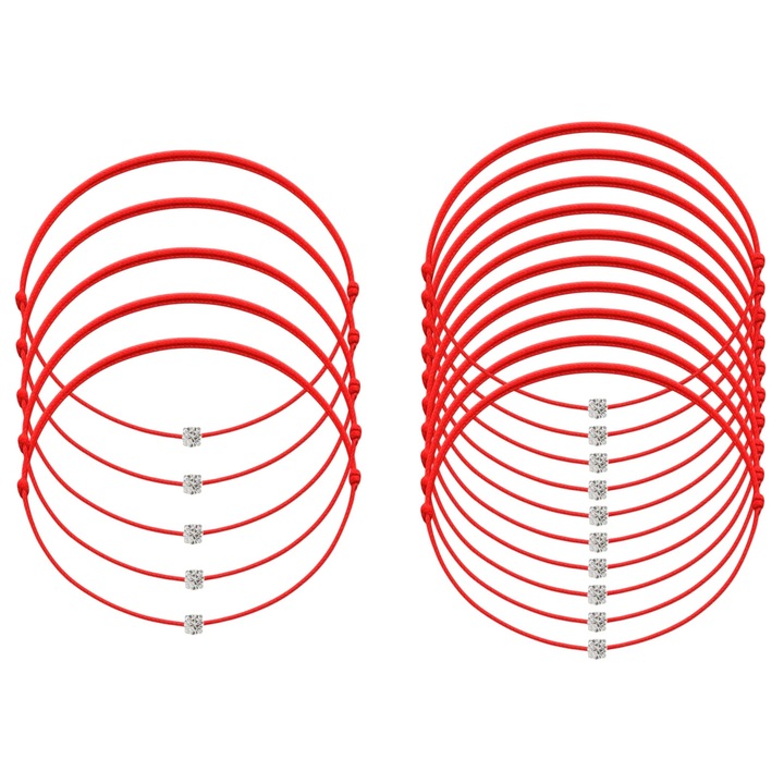 Set 15 bratari Martisor cu Cristale Swarovski, snur rosu reglabil, 1 Martie