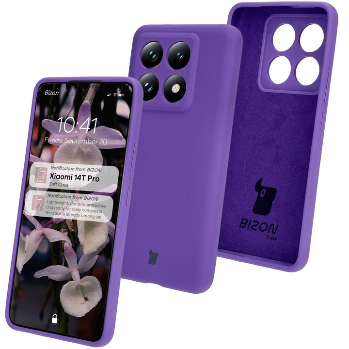 Калъф, Bizon Soft Case, Xiaomi 14T Pro, Лилаво