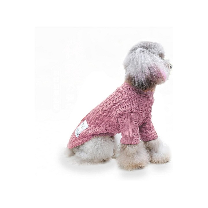 Pulover roz cu maneci pentru caine, marime L, YAODHAOD